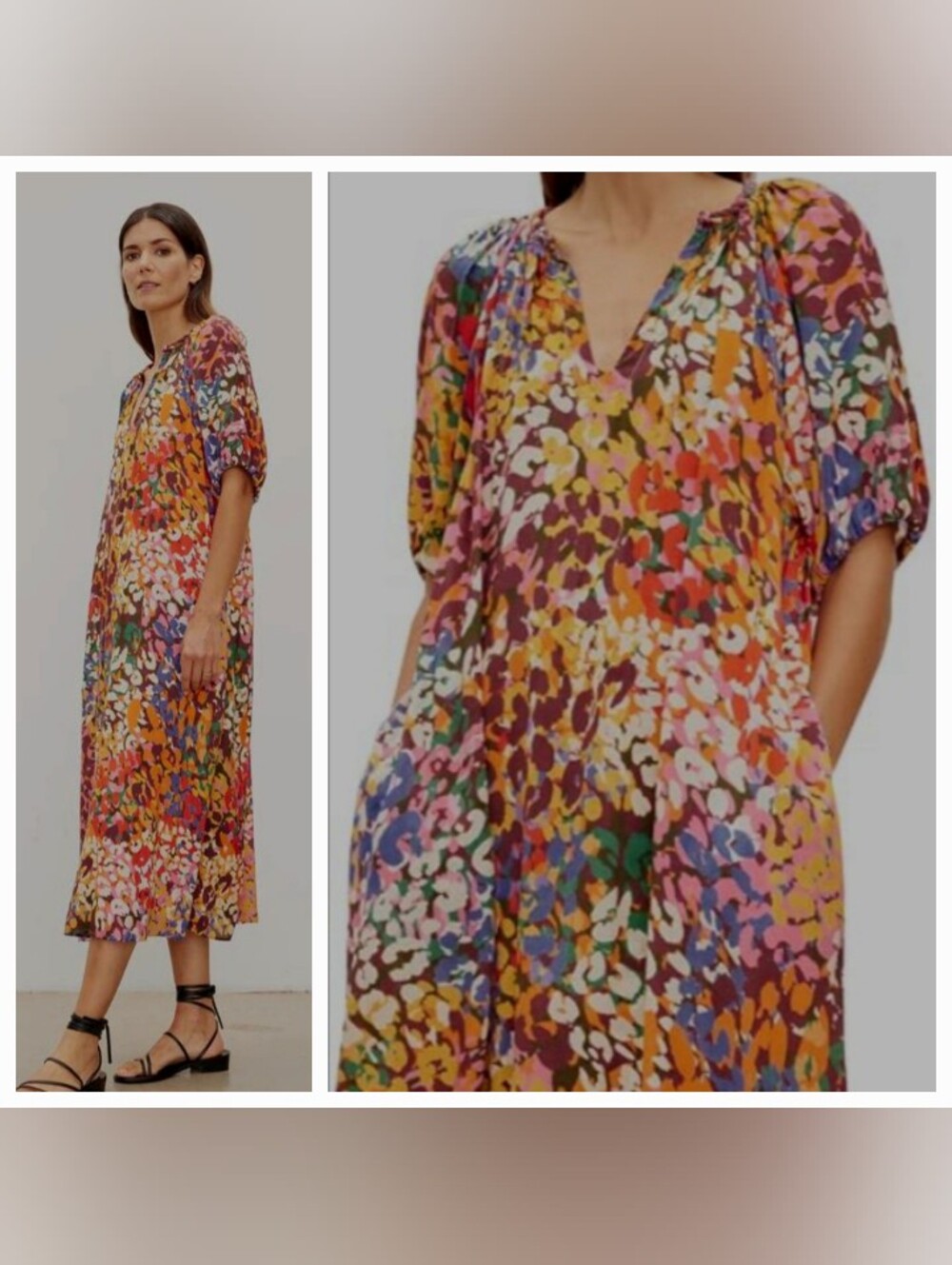 VELVET By Graham & Spencer Carol Printed Chetah BoHo Dress L